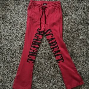Reason Red Sweatpants with Black Scarface Design